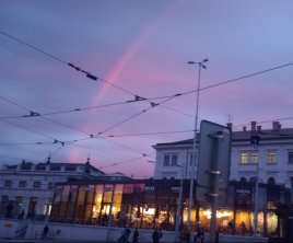 Duha při západu Slunce